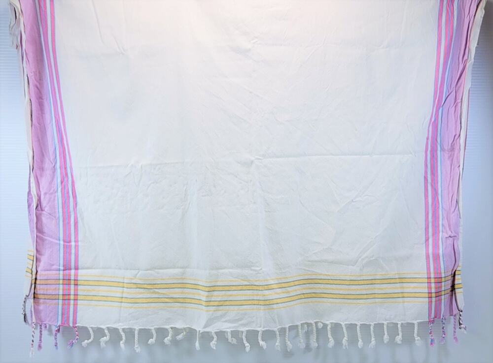 I8) Vintage Braided Tassel Fringed Rectangle Tablecloth Italy 58" x 38" Plaid